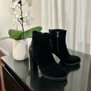 Women’s Suede Heeled Boots, Size 6.5